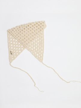 IULAI Net Crochet Bonnet Hair Accessory [Light Beige]