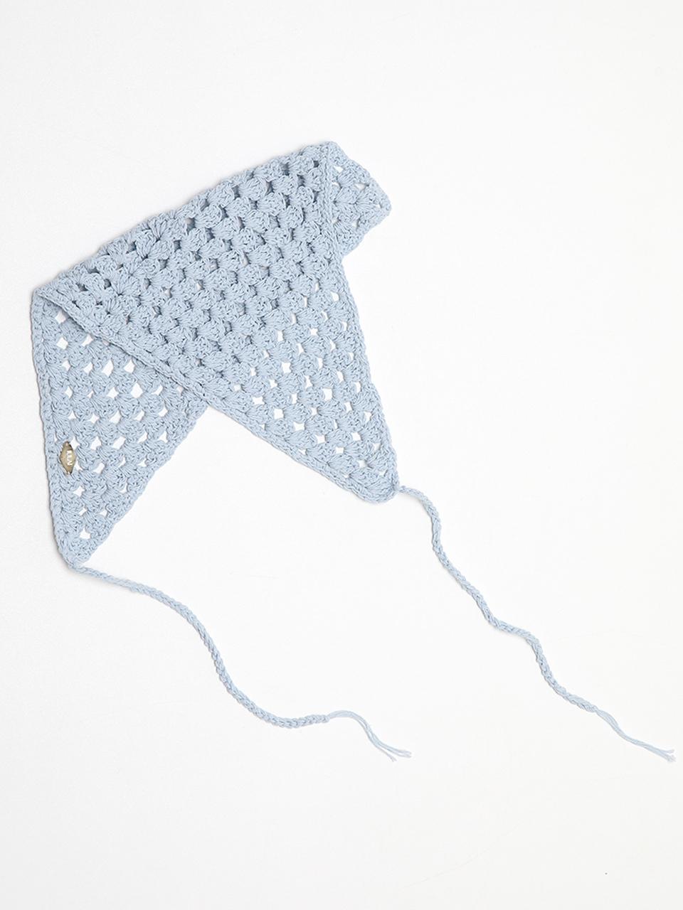IULAI Net Crochet Bonnet Hair Accessory [Light Blue]