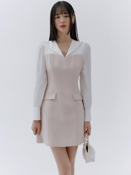 IvanaHelsinki Block A-line Puff Sleeve Mini Dress