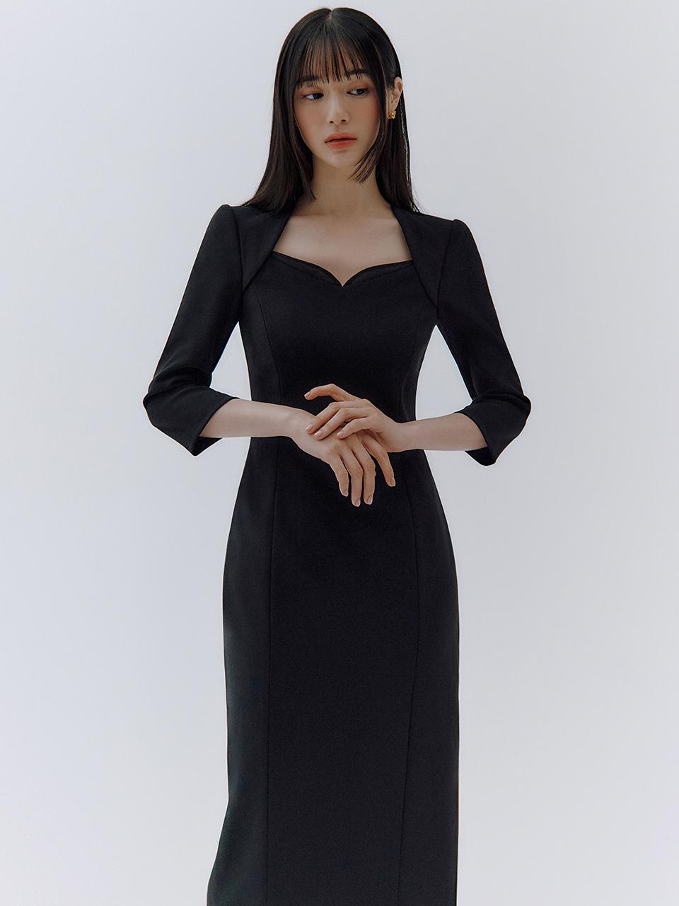 IvanaHelsinki Bolero Style Heart Neckline Chiffon Pencil dress