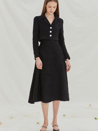 IvanaHelsinki Gracie Tweed Midi Flare Skirt (3 Colors)