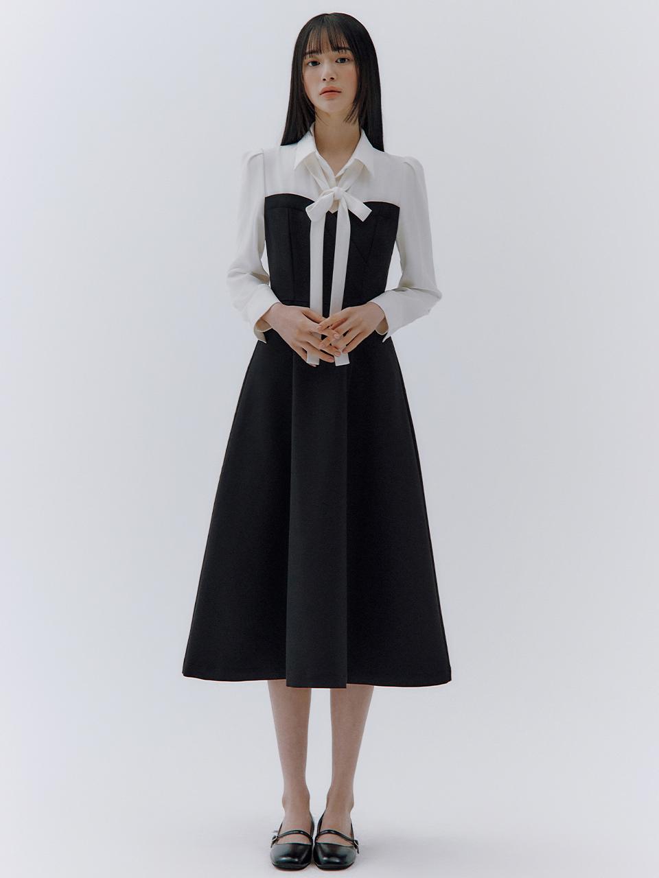 IvanaHelsinki Layered Heart Neckline Flare Dress