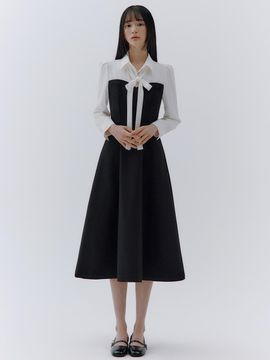IvanaHelsinki Layered Heart Neckline Flare Dress
