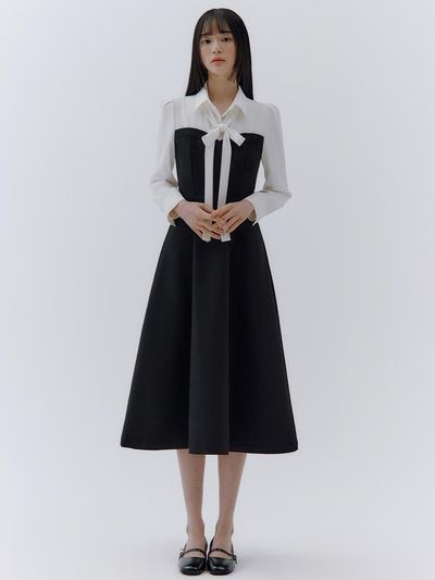 IvanaHelsinki Layered Heart Neckline Flare Dress