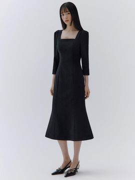 IvanaHelsinki Square Neck Puff Sleeve Mermaid Dress