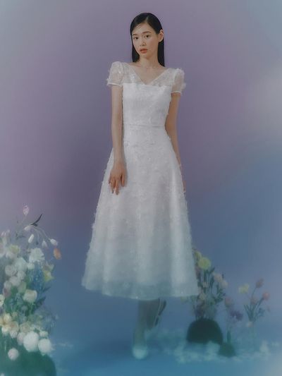 IvanaHelsinki V-neck A-line Sequin Embroidered Dress