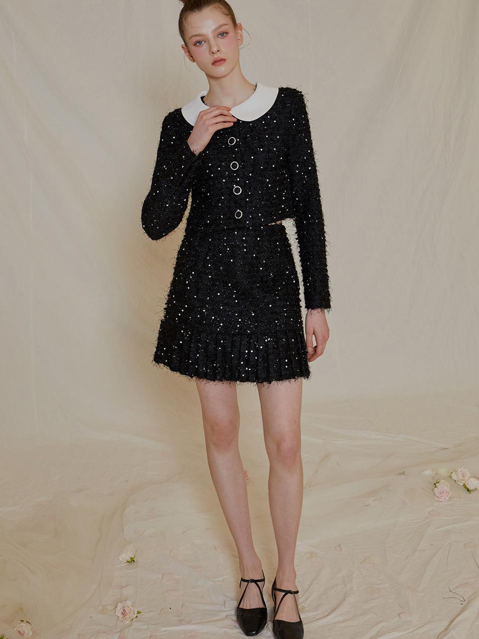 IvanaHelsinki Verta Tweed Pleated Mini Skirt