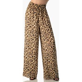 IVONNE IVONNE Animal-Print Wide-Leg Drawstring Pants