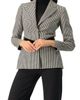 IVONNE IVONNE Belted Checkered Blazer with Pockets - 1