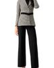IVONNE IVONNE Belted Checkered Blazer with Pockets - 4