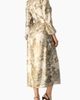 IVONNE IVONNE Botanical Print Satin, Long Sleeve Belted Keyhole Midi Dress - 2