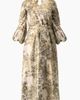 IVONNE IVONNE Botanical Print Satin, Long Sleeve Belted Keyhole Midi Dress - 5