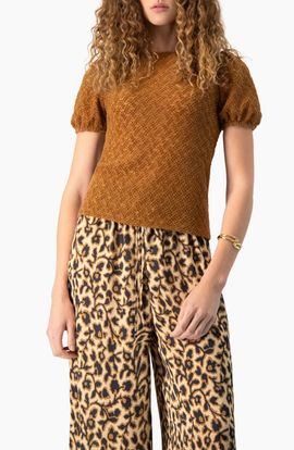 IVONNE IVONNE Button-Front Knit Crewneck Blouse