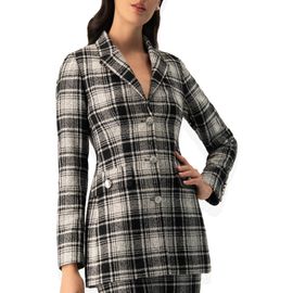 IVONNE IVONNE Checkered Three Button Blazer