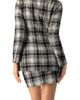 IVONNE IVONNE Checkered Three Button Blazer - 3