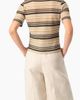 IVONNE IVONNE Chevron Stripe Crochet Knit Top, Short Sleeve Textured Crew Neck - 2