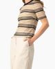 IVONNE IVONNE Chevron Stripe Crochet Knit Top, Short Sleeve Textured Crew Neck - 3