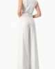 IVONNE IVONNE Clean V-Neck Buckle-Belt Wide-Leg Tailored Jumpsuit - 2