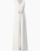 IVONNE IVONNE Clean V-Neck Buckle-Belt Wide-Leg Tailored Jumpsuit - 5