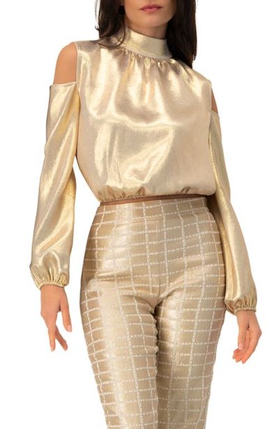 IVONNE IVONNE Cold-Shoulder Blouse with Back Bow
