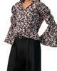 IVONNE IVONNE Collared Long Sleeve Floral Print Blouse - 3
