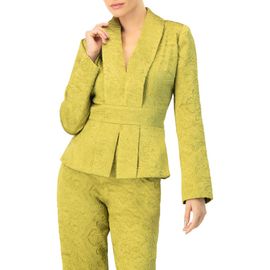 IVONNE IVONNE Collarless Paisley Blazer with Back Zipper