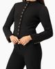 IVONNE IVONNE Collarless Tailored Blazer with Golden Crest Buttons - 3