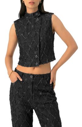 IVONNE IVONNE Distressed Denim Vest
