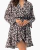 IVONNE IVONNE Dolan Sleeve Short Floral V-Neck Dress - 1