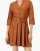 IVONNE IVONNE Dolman Sleeve Solid Dress with Belt - 1