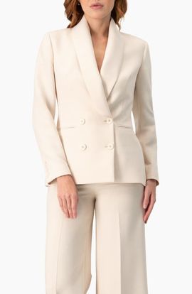 IVONNE IVONNE Double-Breasted Blazer with Smooth Finish