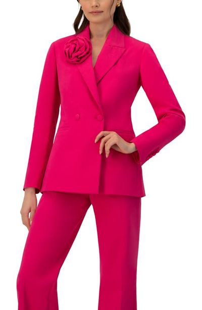 IVONNE IVONNE Double-Breasted Cotton Blazer with Flower Detail