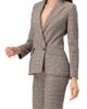 IVONNE IVONNE Double-Breasted Prince of Wales Blazer - 3