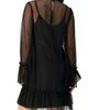 IVONNE IVONNE Flocked Polka Dot Short Dress with Wide Long Sleeves - 2