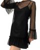 IVONNE IVONNE Flocked Polka Dot Short Dress with Wide Long Sleeves - 3
