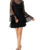 IVONNE IVONNE Flocked Polka Dot Short Dress with Wide Long Sleeves - 4