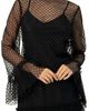 IVONNE IVONNE Flocked Polka Dot Short Dress with Wide Long Sleeves - 5