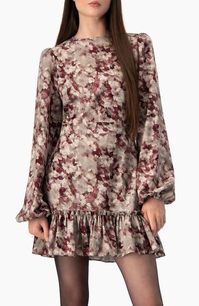 IVONNE IVONNE Floral-print Long-sleeve Fit-and-flare Dress
