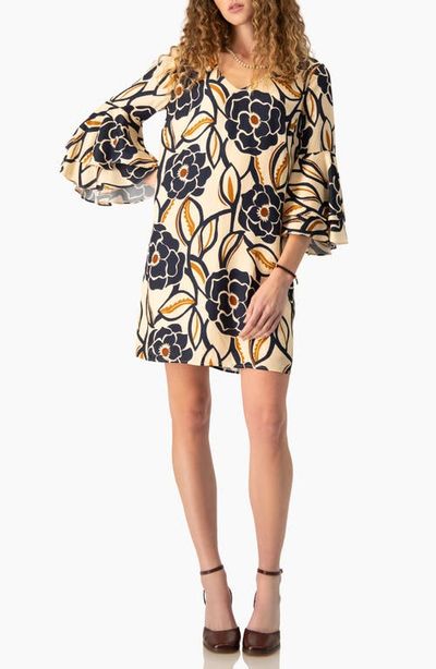 IVONNE IVONNE Floral V-Neck Dress with Tullip Sleeves
