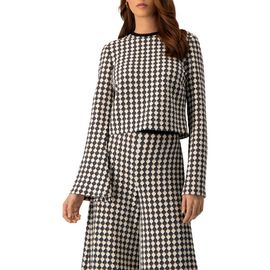 IVONNE IVONNE Geometric Pattern Sheer Long Sleeve Top