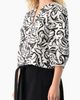 IVONNE IVONNE Graphic Brushstroke Floral Woven V-Neck Blouse - 3