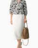 IVONNE IVONNE Graphic Brushstroke Floral Woven V-Neck Blouse - 5