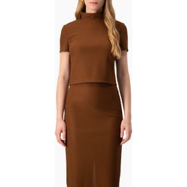 IVONNE IVONNE High-Neck Short Sleeve Cropped Top