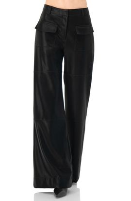 IVONNE IVONNE High Shine Semi-Flared Trousers