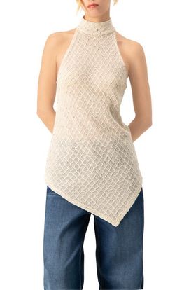 IVONNE IVONNE Knit Halter Neck Sleeveless Top