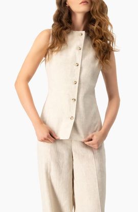 IVONNE IVONNE Linen Tailored Vest