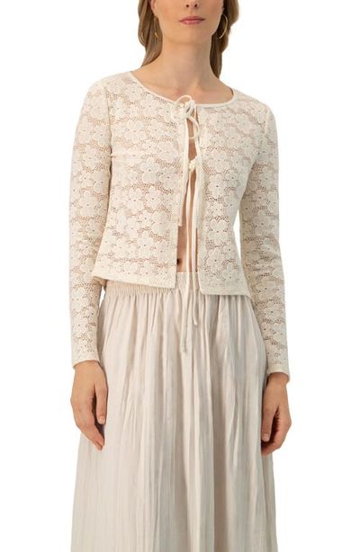 IVONNE IVONNE Long Sleeve Knitted Lace Straight Blouse