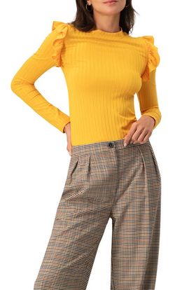 IVONNE IVONNE Long Sleeve Ruffled Blouse