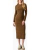 IVONNE IVONNE Long Sleeve Striped Fit-and-Flare Dress - 1