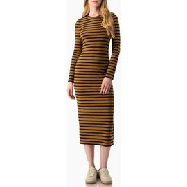 IVONNE IVONNE Long Sleeve Striped Fit-and-Flare Dress